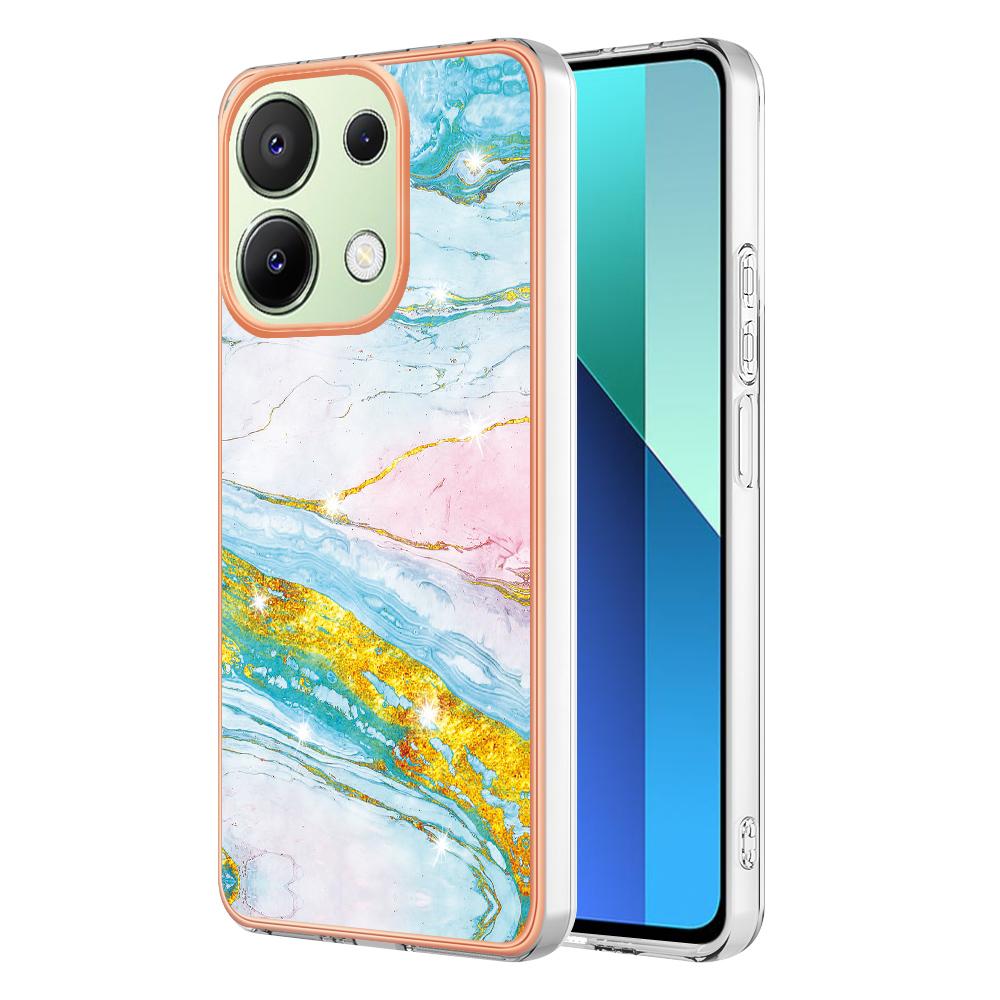 For Xiaomi Redmi Note 13 4G TPU Case with IMD Marble Pattern Electroplated Back Cover