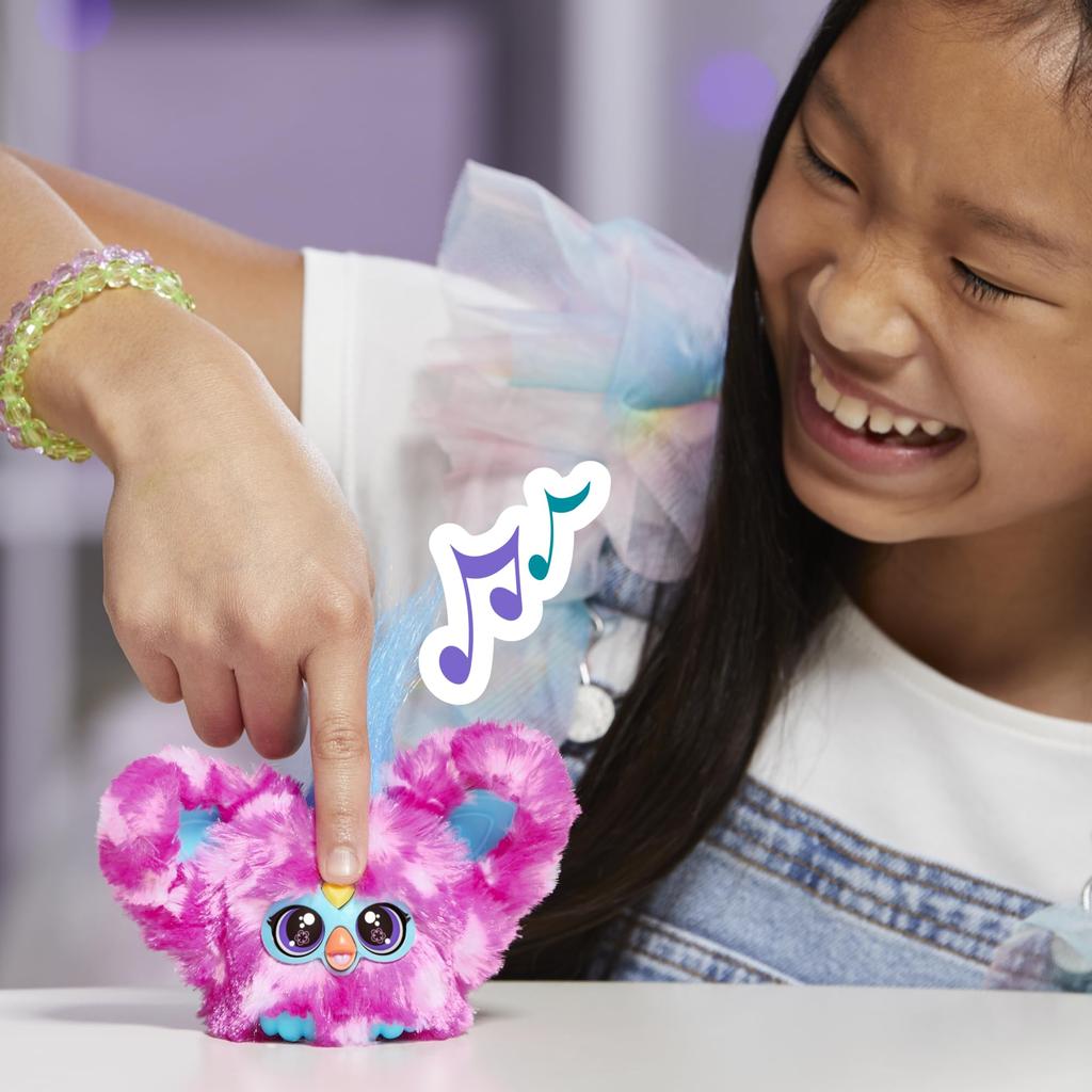 Furby Fur Bullets Dirty Mini Friend, Over 45 Sounds, Furby Language, Electric Plush Toy, Ages 6+, Pink, Polka Dots G0403 Genuine Product