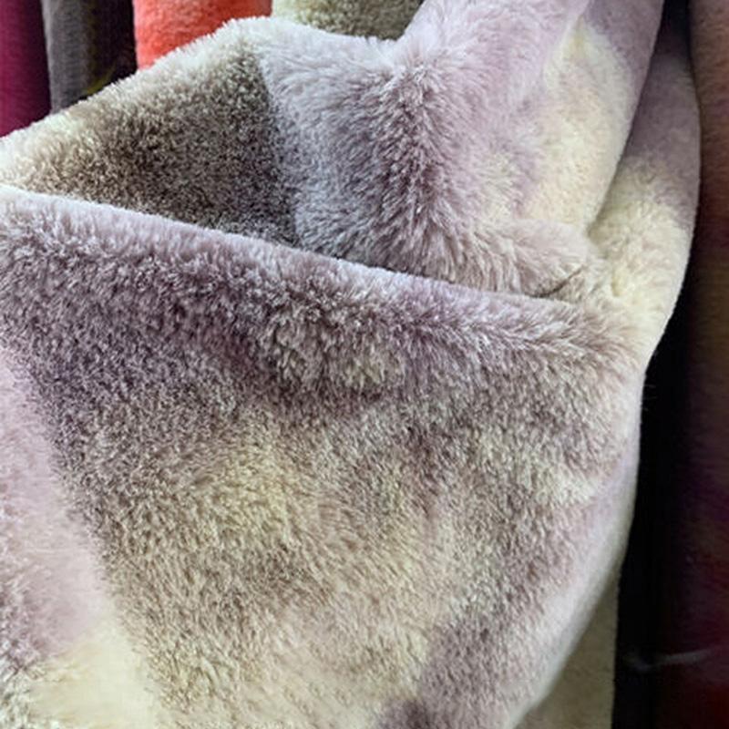 100*165cm Imitation Rabbit Fur Fabric Rainbow Plush Fur Flocking Fabric For Handmade Garment Bags Quilting Sew Clothes Toys