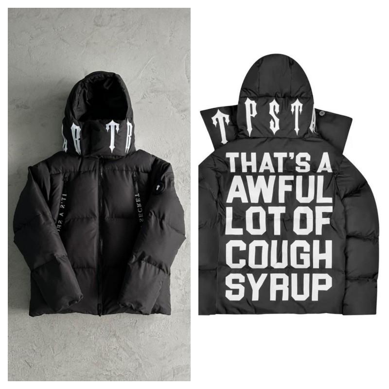 Mens Hooded Puffer Jacket Winter Warm Thick Cotton-Padded Outerwear Loose Fit Streetwear Classic Black Ice Blue