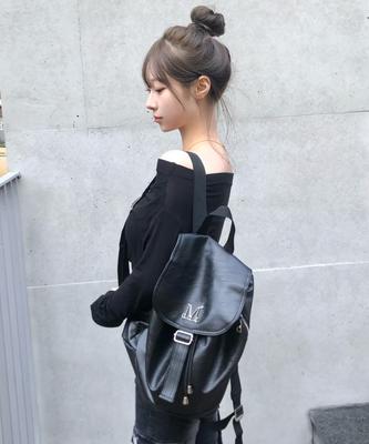 Metal Logo Leather Mini Backpack Unisex