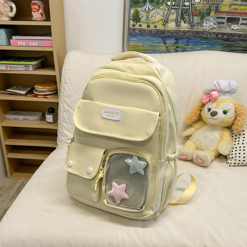 Campus Schoolbag Women's Large Capacity Backpack Student Solid Color Backpack