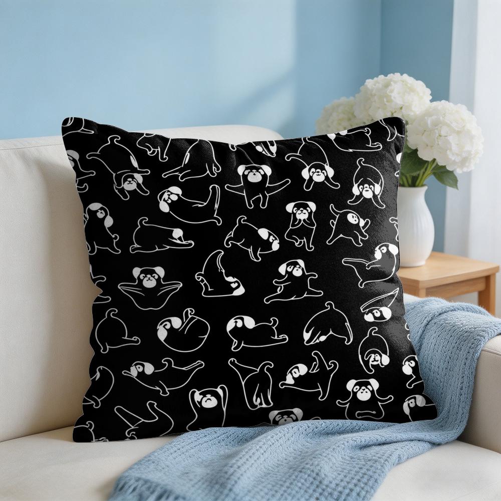 Puppy Sketches Cushion Cover Short Plush Soft DoubleSided Printing Pillow Case Cozy Sofa Bedroom Home Decor Gift