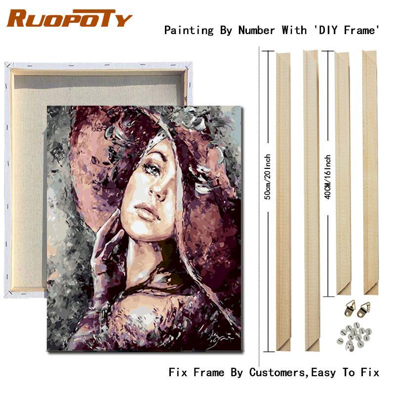 RUOPOTY Color Lady Painting By Numbers Kits For Adults Abstract Figure Picture Acrylic Paint Color Draw Hand Painted On Canvas