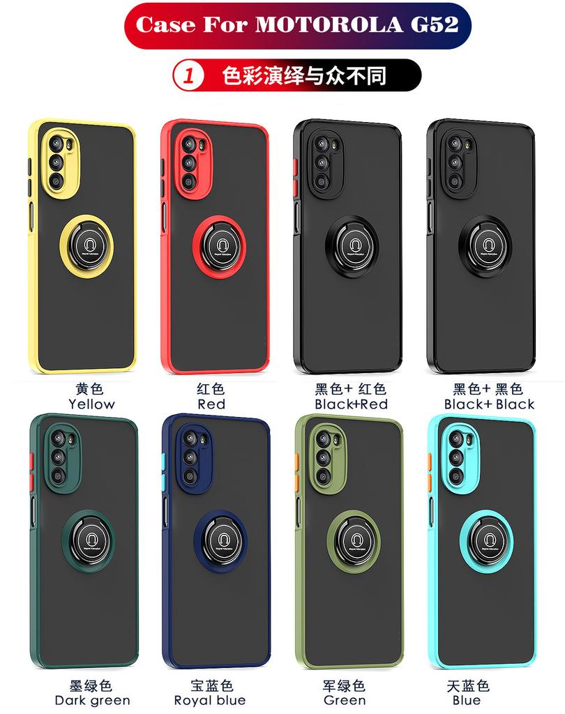 Fashion Model Ring Holder Hard PC Case For Motorola Moto G52 G22 G31 G41 G42 G60 G60S G20 Moto G52 Shockproof Silicone Back Case