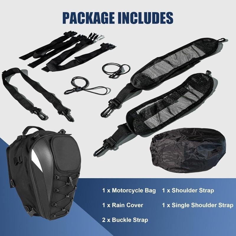 Motorcycle Rear Seat Backpack Large Capacity Oxford Fabric Tail Bag Riders With Rain Cover