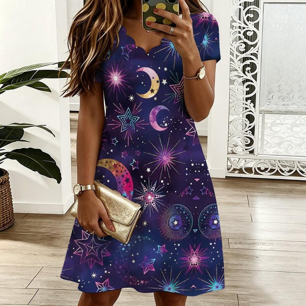 Women V Neck Floral Printed Loose Dress Plus Size Summer Casual Outfit
