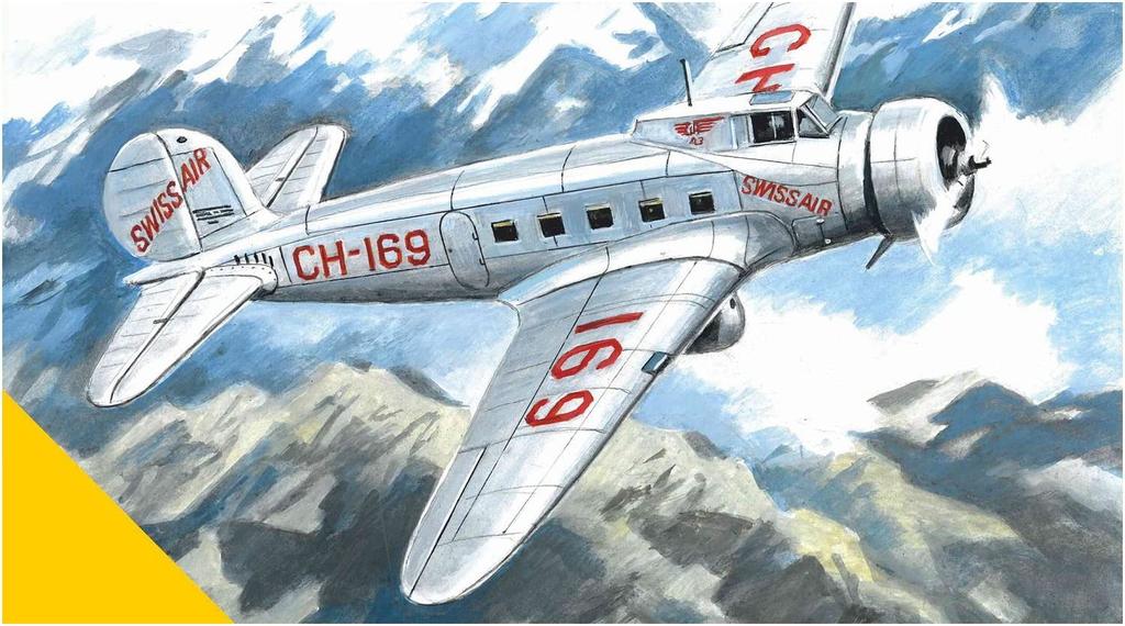 Modelsbit Scale General Aviation Clark Passenger Plane Swissair Plastic Model Kit AVS72033 1/72 Ga-43 Single-Engine (SoverM Brand)