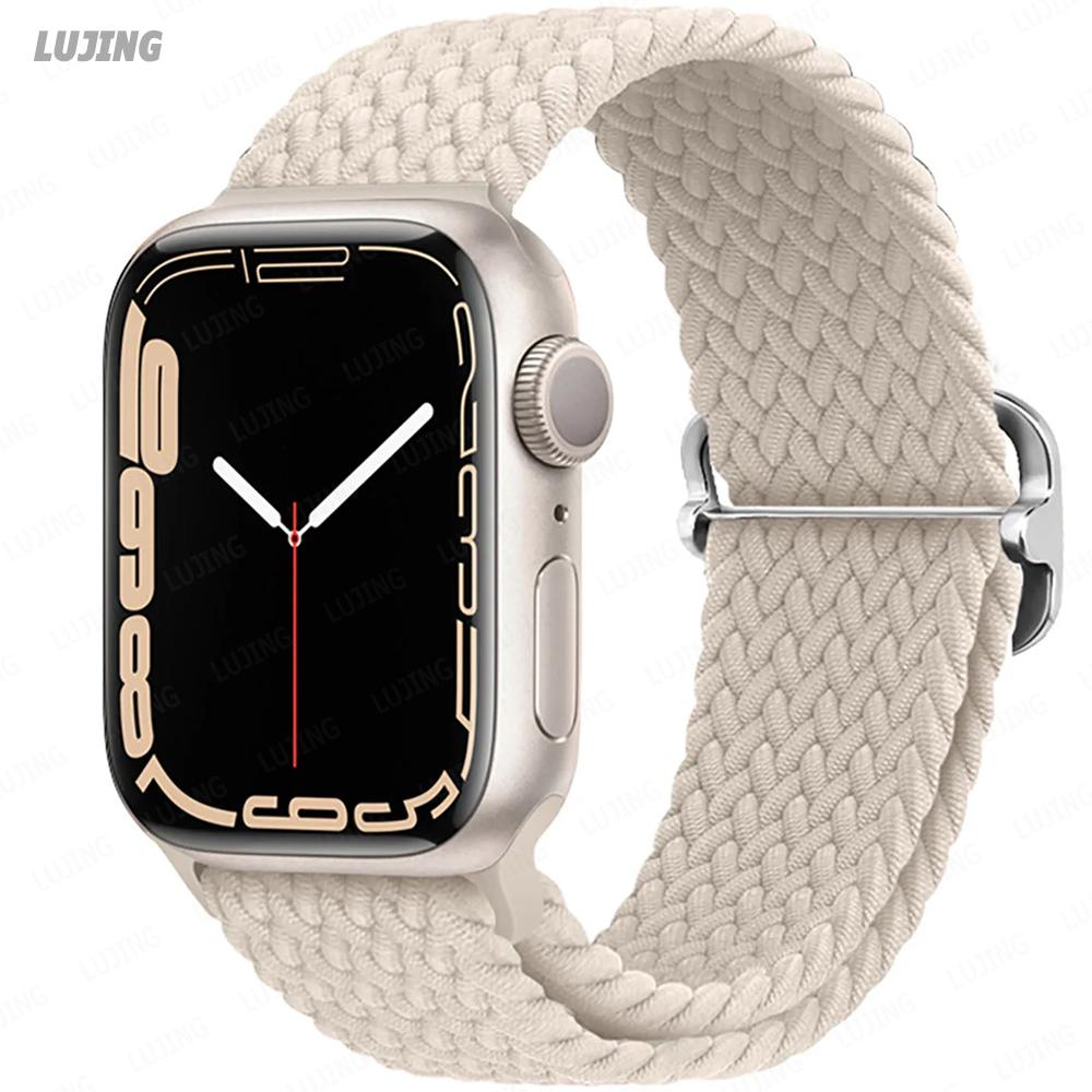 

Нейлоновый плетеный ремешок-петля для Apple Watch Band Ultra2 49 мм 9 8 7 41 мм 45 мм 6 5 4 3 SE 44 мм 40 мм регулируемый эластичный ремень iWatch Series10 46 мм 38mm 40mm 41mm слоновая кость