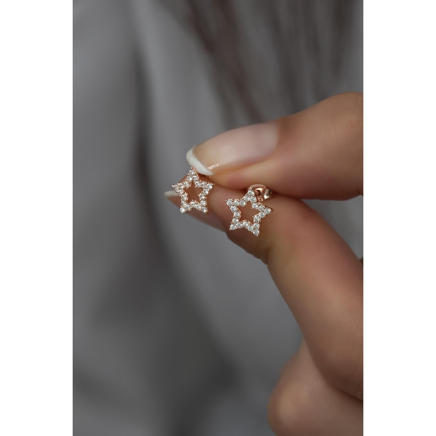 

Серьги со звездами из стерлингового серебра 925 пробы с розовым цирконом и камнем