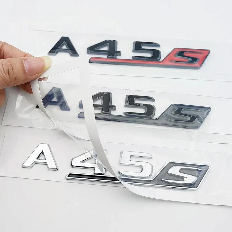 CTMMV1 Car Stickers 3D Chrome Black Red Car Trunk Letters Decal Sticker For Mercedes Benz A45 AMG W177 W176 A45S Logo Auto Accessories