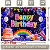 Vibrant Rainbow Arch with Glossy Balloons, Glittering Fireworks, Tiered Drip Cake and Colorful Macarons, Happy Birthday Banner Backdrop