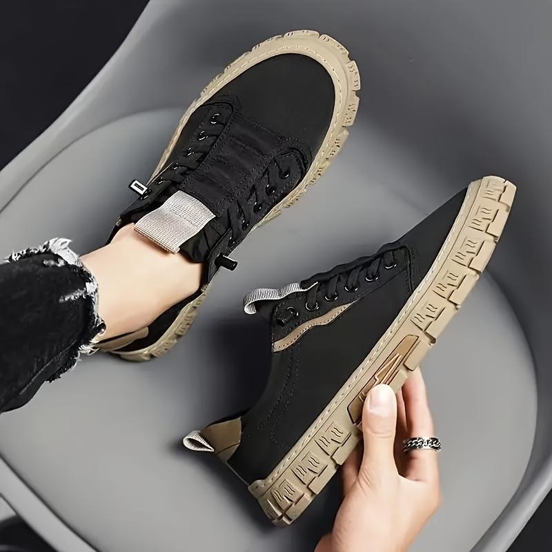 

Мужские однотонные повседневные кеды с парусиновым верхом, дышащие, нескользящие, на шнуровке, универсальная обувь для улицы, повседневная обувь в мужском уличном стиле 39 чёрный