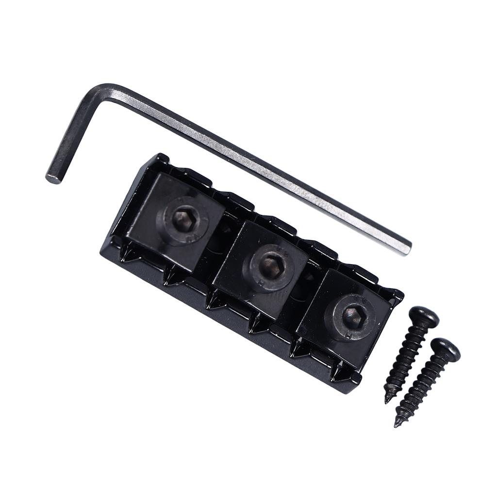 Electric Guitar Nut 42mm Length Metal Guitar String Locking Nut with Screws and Wrench