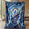 Chelsea FC Theme Blanket Soft Flannel Blanket Plush Throw Blanket Cozy Sofa Bed Blanket for Home Decor