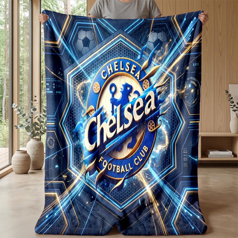 Chelsea FC Theme Blanket Soft Flannel Blanket Plush Throw Blanket Cozy Sofa Bed Blanket for Home Decor