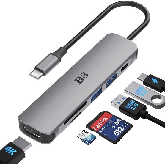 USB C Hub USB C To HDMI MultiPort Adapter for MacBook Pro, 7 In 1 Dongle with 4K HDMI/100W PD/USB 3.0 & 2.0/ SD/TF Card Reader Compatible for MacBook