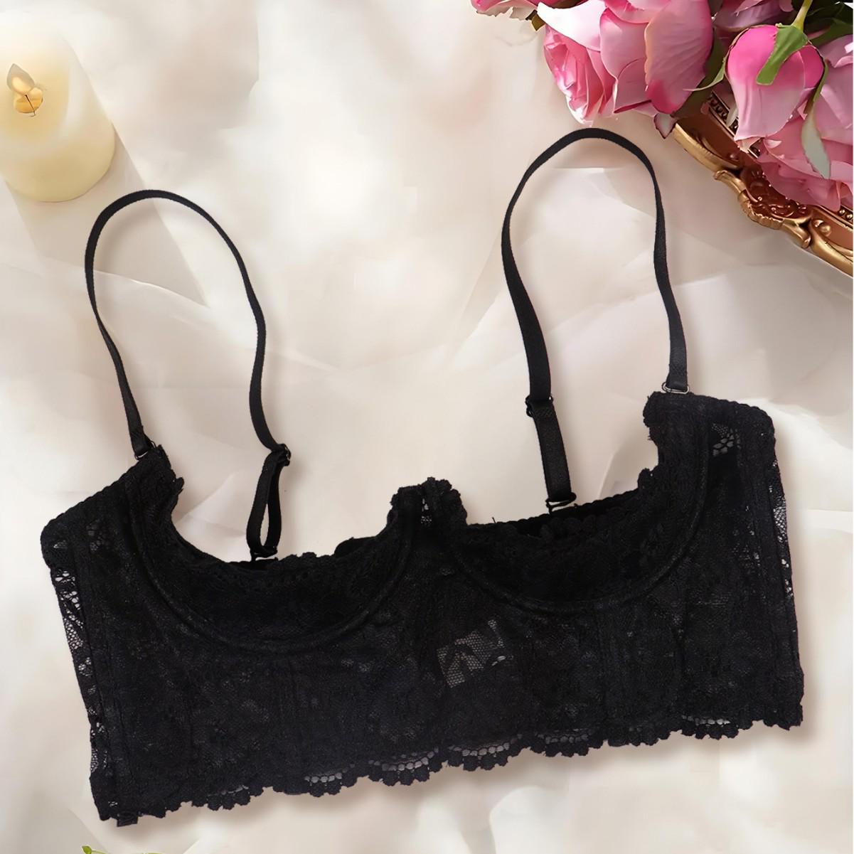 

Соблазнительный кружевной комплект бюстгальтера полукубок: Ультратонкое белье с боковым покрытием Large