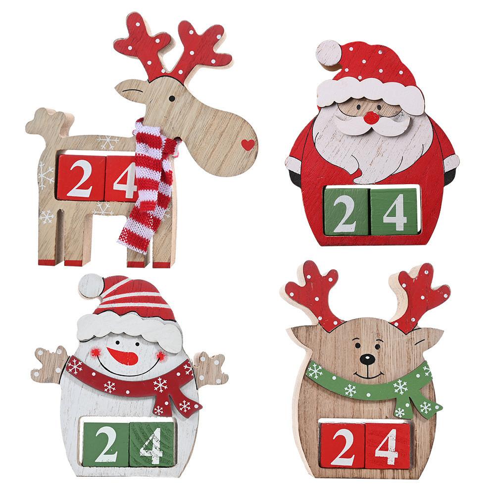 Bezaubernder hölzerner Weihnachts-Countdown-Kalender Dekoratives Stück mit Schneemann-Design