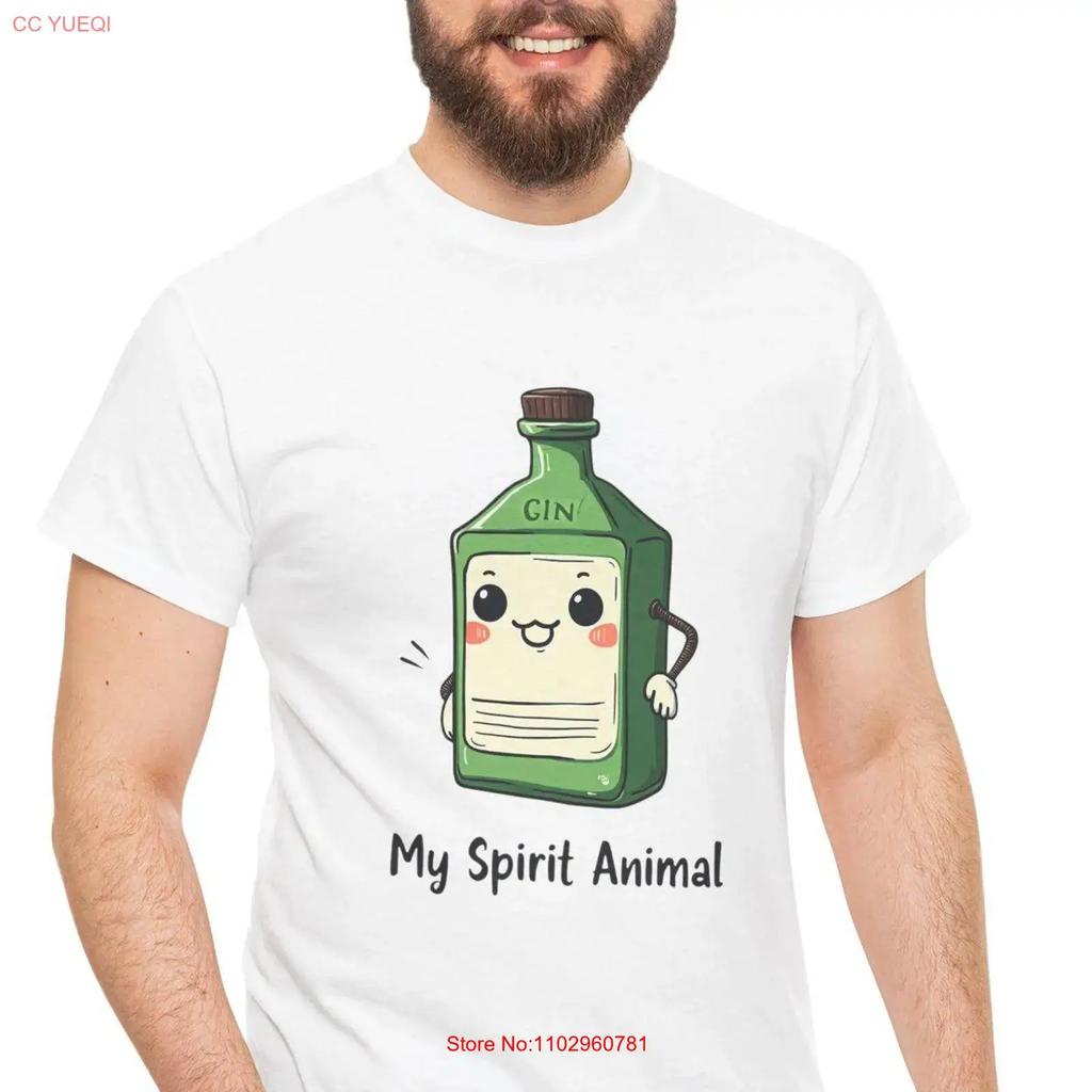 Funny Gin Spirit Animal Cotton T Shirt Party For Lovers Casual Wear Quirky Vintage Designer Clothes Fashion Homme