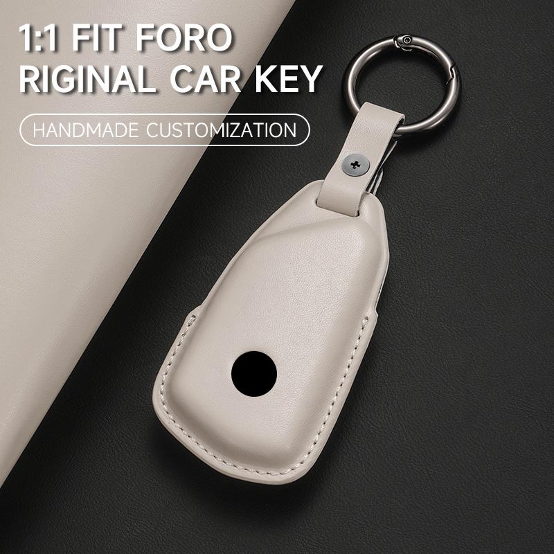 Genuine Leather Car Key Case Cover Key Bag For Vw Volkswagen Golf 8 Mk8 Id.3 Id.4 Cupra Skoda Octavia A8 Protect Set Accessories
