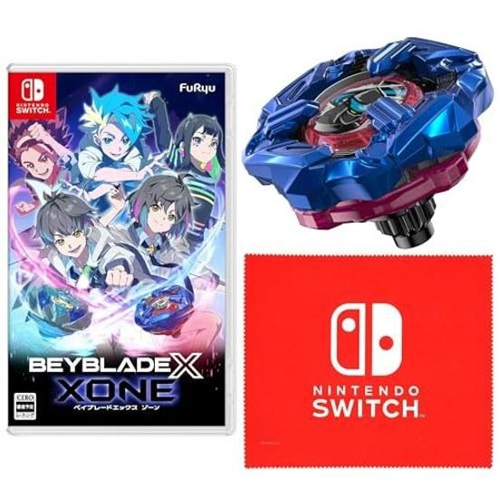 Beyblade X XONE (Beyblade Zone) - Switch Manufacturer Bonus Shinobi Knife 4-60LF Metal Coat Blue Includes Nintendo logo design microfiber cloth.