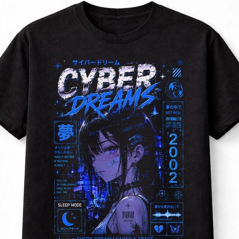 Cyber Dreams Anime Unisexga Y2K Gamer Japanese Unisex TShirt S