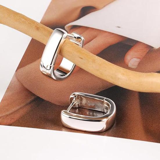 1 Pair Women Earrings, Hypoallergenic U-Shaped Hoop Earrings, Smooth Polished Surface Copper Earrings for Jewelry Gift