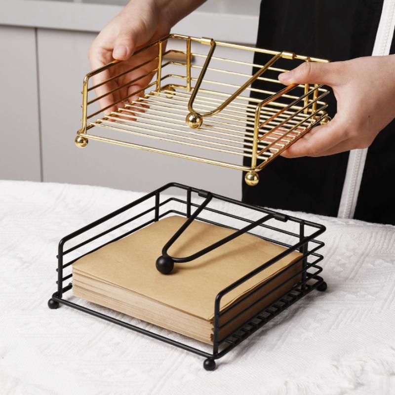 Creative Elegant Metal Cartoon Pattern Napkin Holder Paper Drawer Storage Bracket Organizer Dining Tabletop Accessory