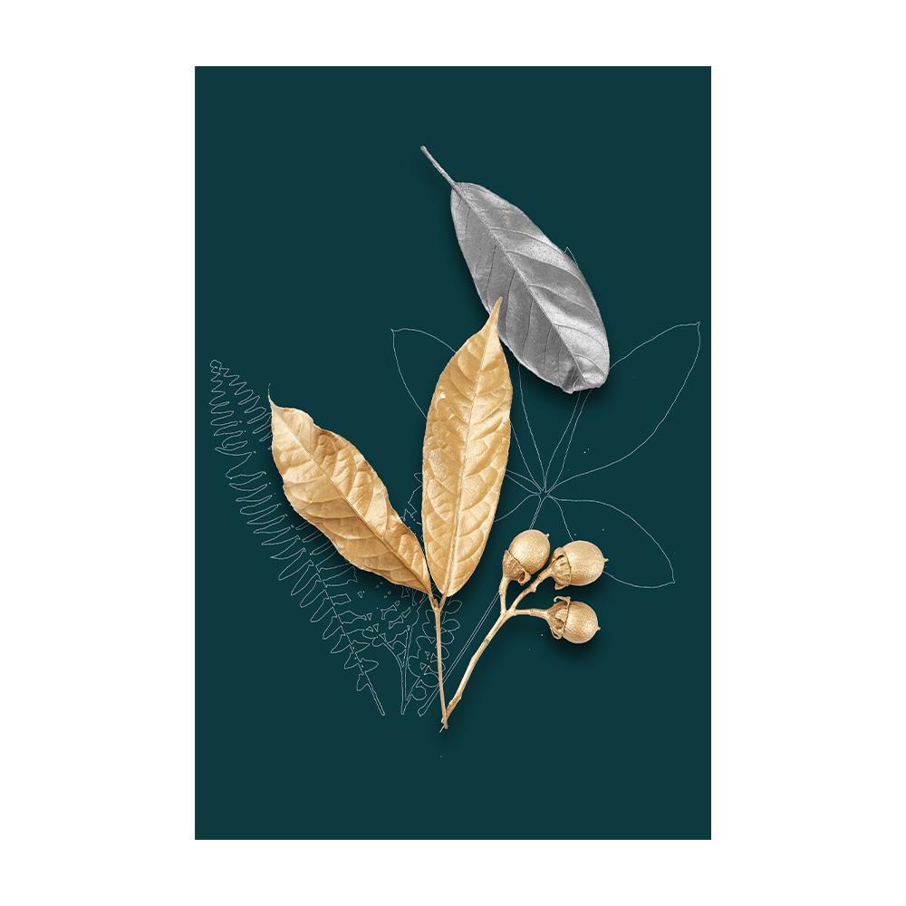 Luxury Golden Plant Leaf Canvas Poster Print Modern Home Abstract Wall Art Painting Living Room Decor Gift