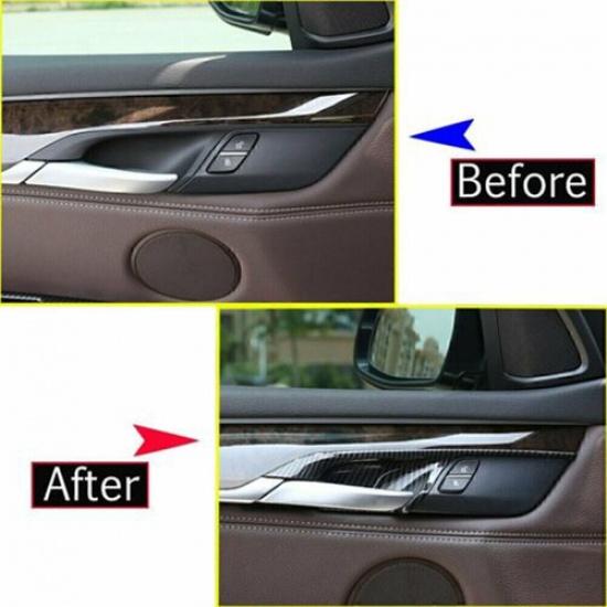 Carbon Fiber Door Handle Bowl Cover Trim Fits BMW X5 F15 14-18 X6 F16 15-18