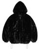 Then Our Mink Fur Oversized Zip-Up Hoodie (Black)