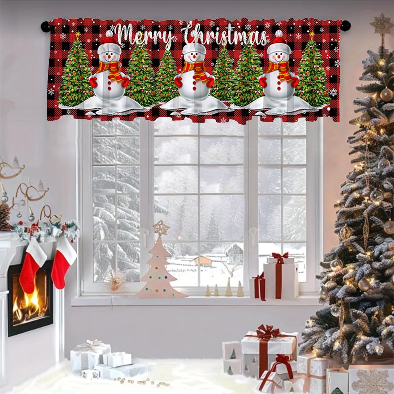 1PC Semi-Sheer Easy Install Swag Valance Atmosphere Scarf Xmas Bedroom No-Drill Christmas Festive Valance Holiday 137x45cm