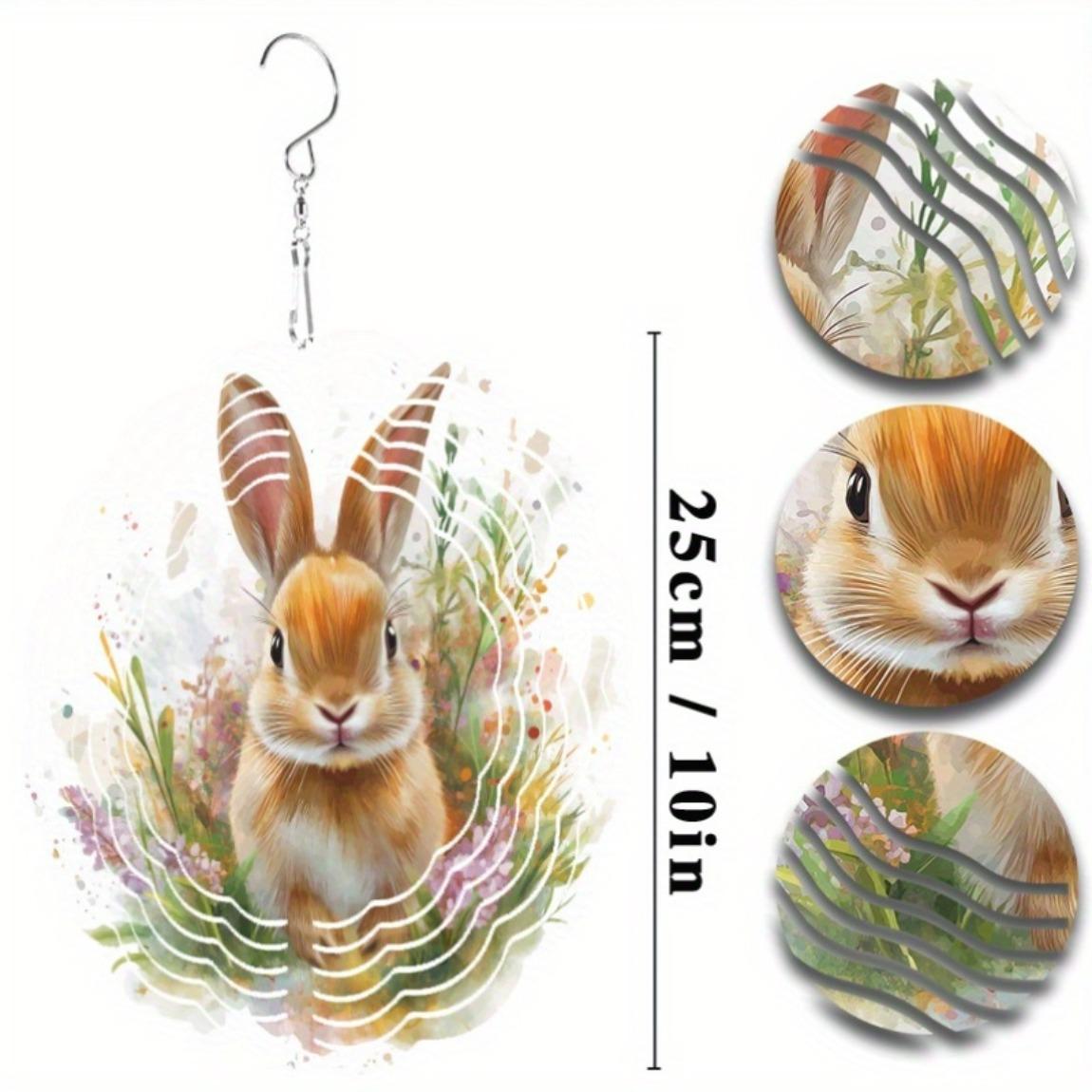 

10-дюймовый подвесной колокольчик ветра с дизайном кролика, крючок 360°, яркий зеленый, оранжевый, декор цветочной корзины для весеннего и летнего сада, подарок 01A