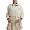Fila Tennis Simple Classique Rétro Sportif Décontracté Polyvalent Confortable Cardigan en Maille Lâche Veste Vestes pour Femmes Egrets-Blanc A11W613403FWT