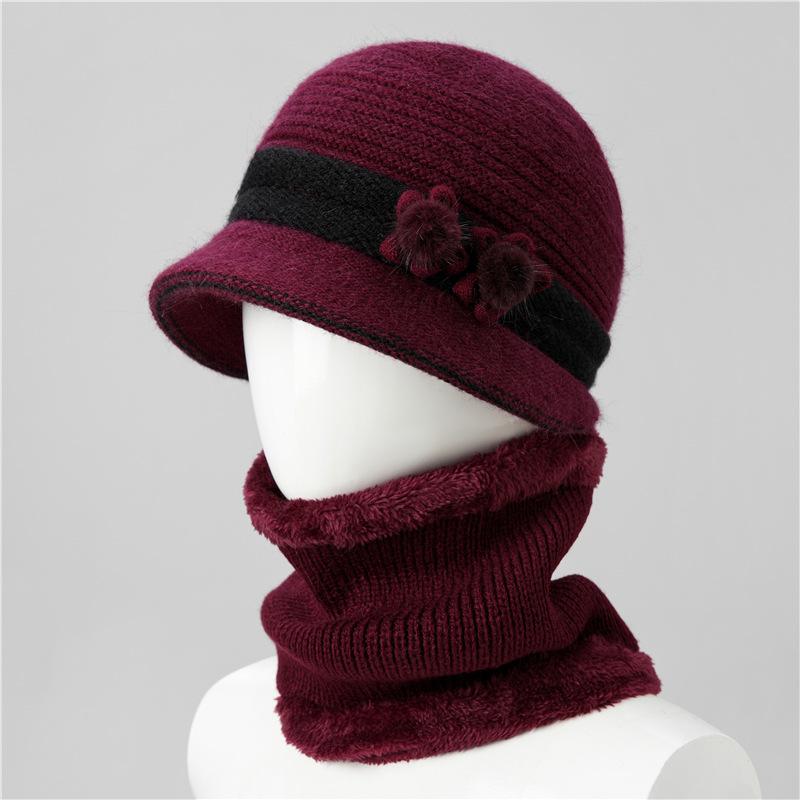 Hut Damen Herbst und Winter Fleece Warmer Hut Kältefest Gestrickter Hut Wollhut Damen