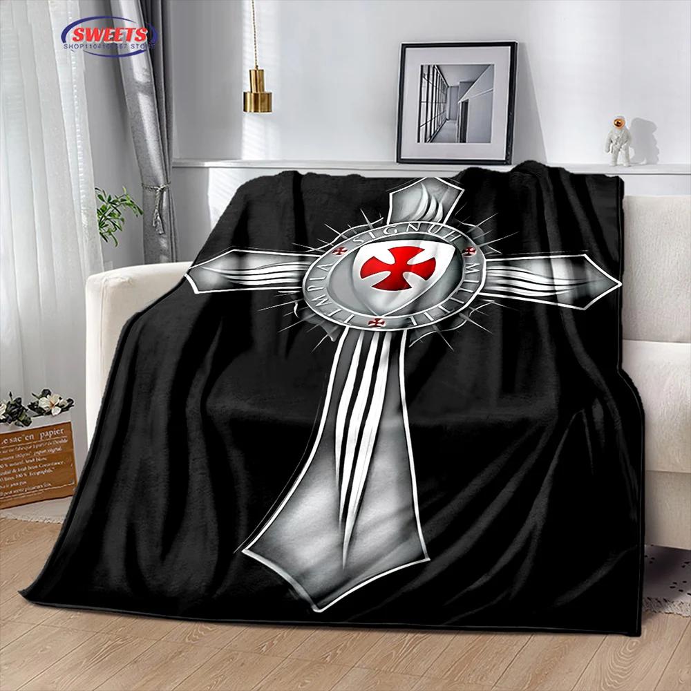 Crusade Cross Templar Knight 3D Printed Flannel Blanket for Bed Bedroom Sofa Picnic Throw Blanket for Cover Outdoor Leisure Nap