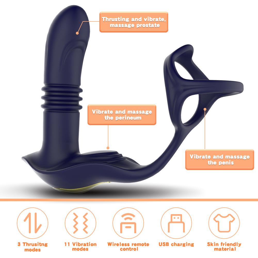 Male Prostate Massager Vibrator Telescopic Anal Plugs Penis Ring Butt Plug Vibrator Wireless Control Sex Toy for Men Masturbator