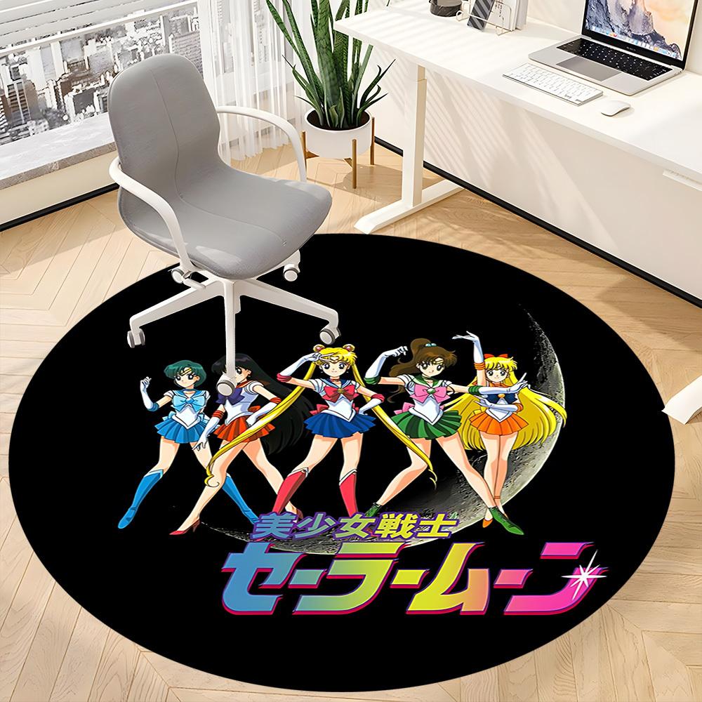 1PC Sailor Moon Office Round Rug - Perfect for Office or Study Decor, Non-Slip Backing, Decorative Floor Mat yy250916061