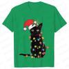 Fashion Trendy T Shirt Short Sleeve Tees for Unisex Funny Christmas Lights Cat T Shirts Female Korean Casual Streetwear Tshirt
