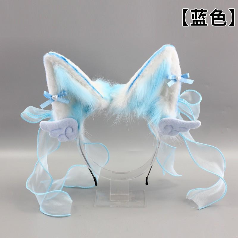 Handmade Sweet Lolita Fox Ear Headband With Bow Hair Clip Plush Animal Ears Accessory Women Girls