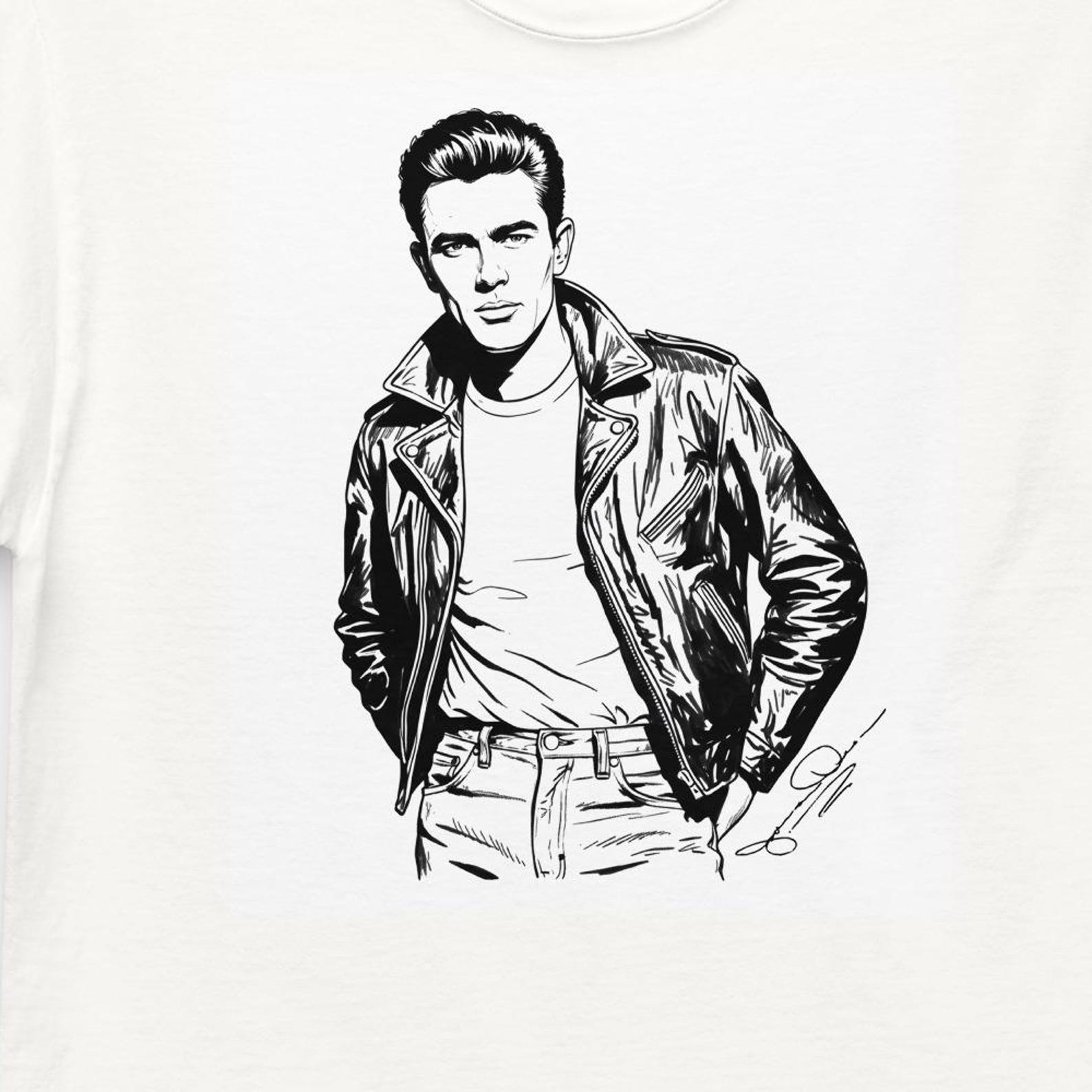 Live Fast, Die Young - Classic James Dean Portrait T-Shirt, Rebel Icon Tee 4XL