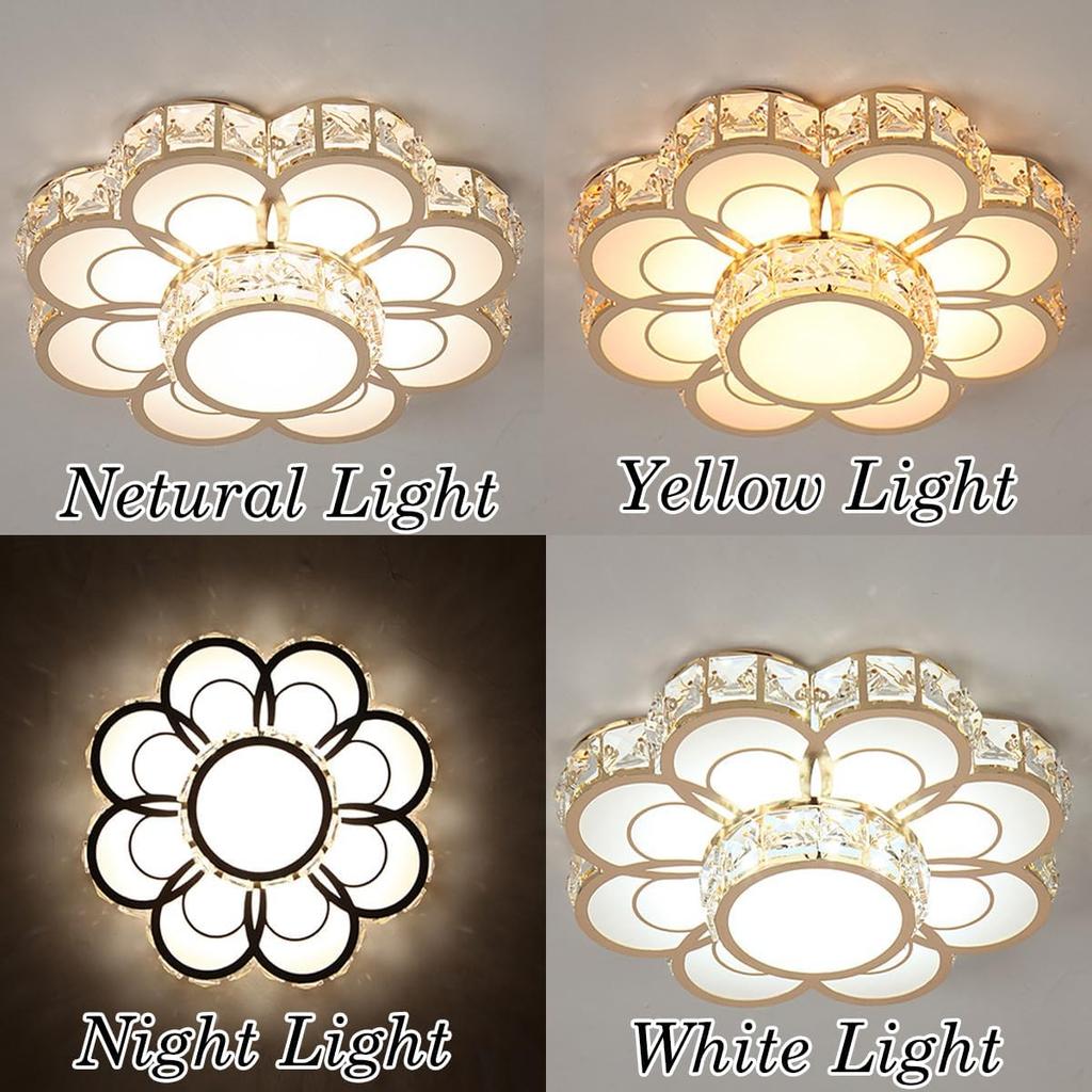 Modern Crystal Flower LED Ceiling Light - Decorative Lighting for Hallway, Corridor & Indoor Spaces