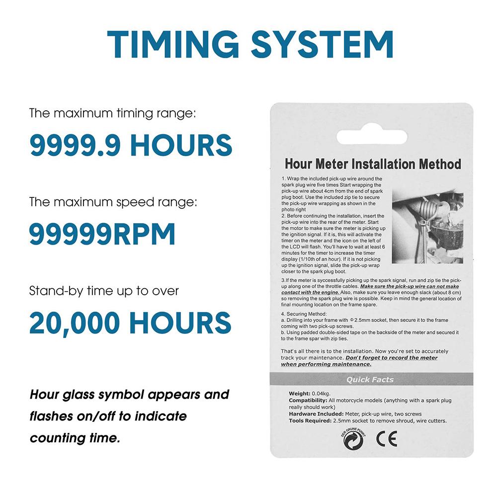 Tahometru Digital Portabil Inductiv Orar Ecartament pentru Mașină Barcă ATV Motocicletă Instrumente Motosanie Benzină Schi Murdărie Motor pe Benzină