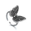 Fashion Retro Butterfly Adjustable Ring for Women Engagement Anniversary Silver Jewelry Gift
