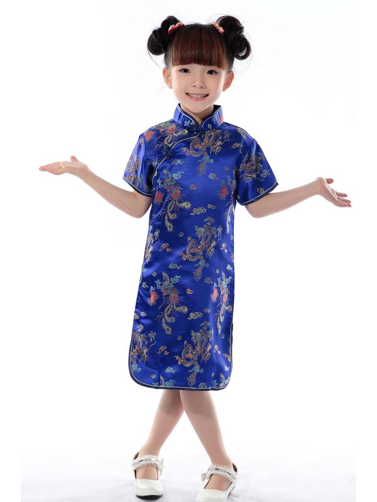 Summer Girls' Plum Blossom Bamboo Qipao Tang Princess Dress Ethnic Guzheng Performance Costume