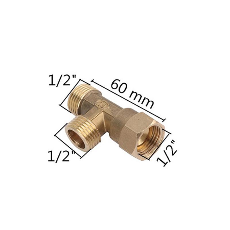 Brass pipe fitting male-female thread conversion connection 1/2” T-shaped three-way copper water oil gas adapter garden fittings