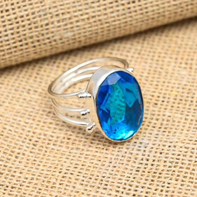 Fantastischer Londoner Blautopas-Edelstein, 925er Sterlingsilber, handgefertigter Schmuck, schöner Ring für Frauen