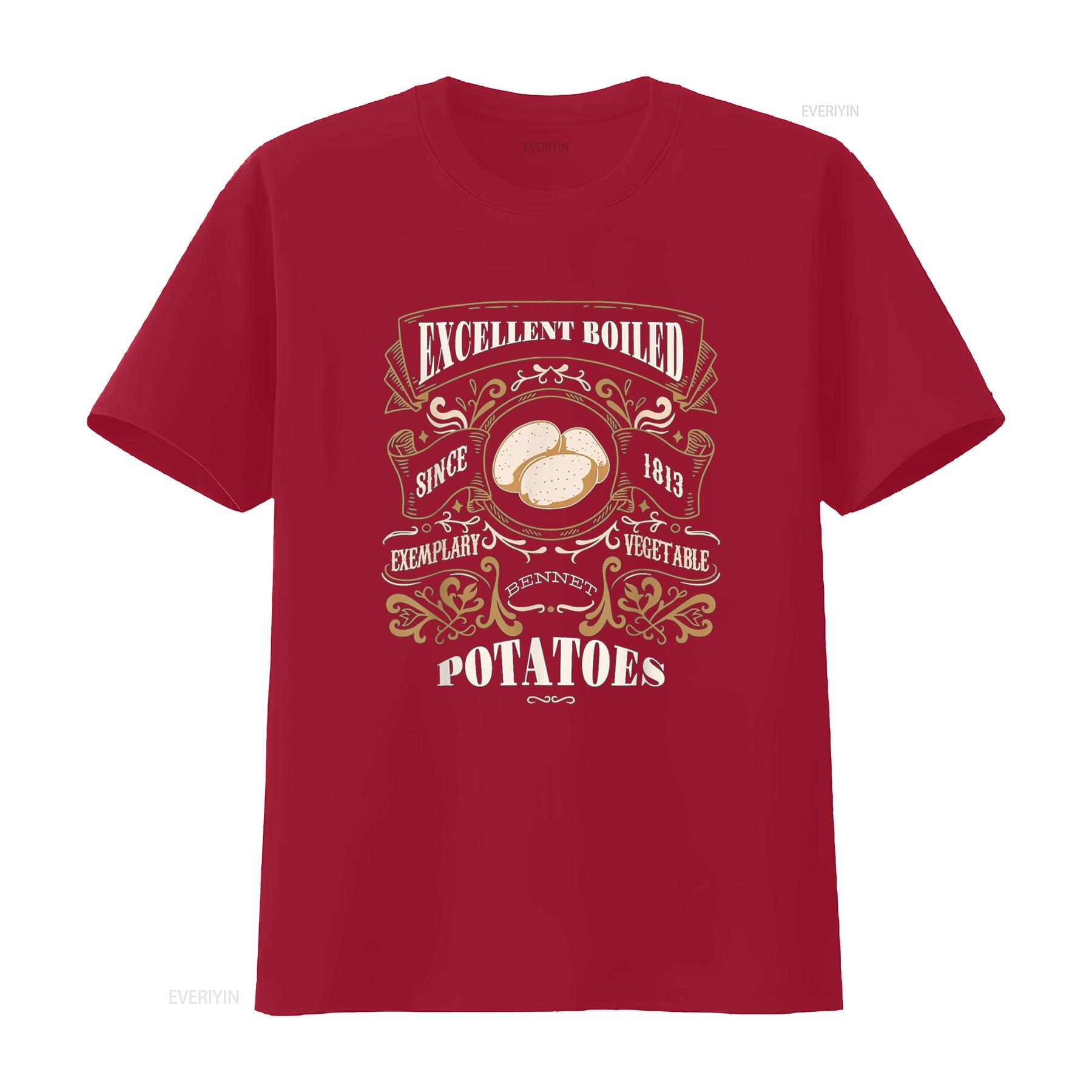 

EXCELLENT BOILED POTATOES Pride Prejudice Jane Austen Meme T Shirt vintage Washed Casual Slightly Stretched designer clothes S