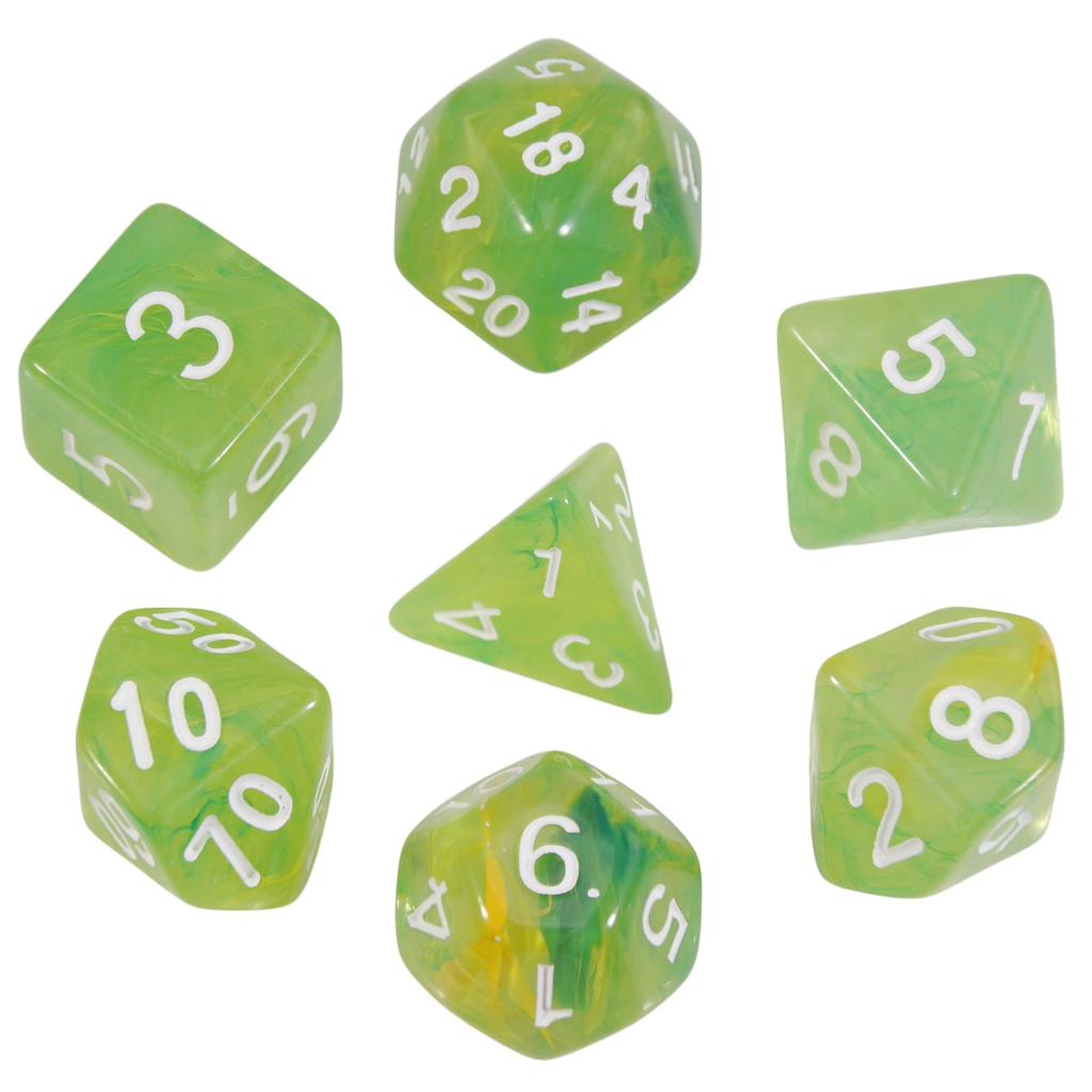DND Dice Set with Mixed Color Fog Effect, 7pcs Polyhedral Dice for Board Games, DND TRPG Gaming Accessories, Perfect for Role-Playing Games